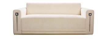 Masque de femme contemporary sofa in numbered edition, clear crystal and ivory silk, small size - Lalique